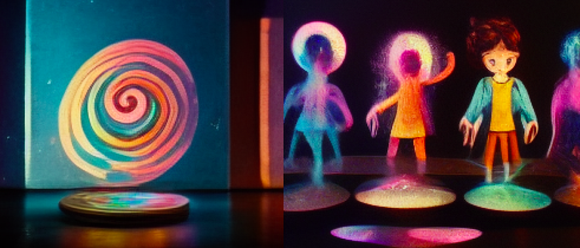 Dibujos de niños en colores neón 