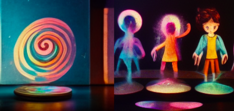 Dibujos de niños en colores neón 