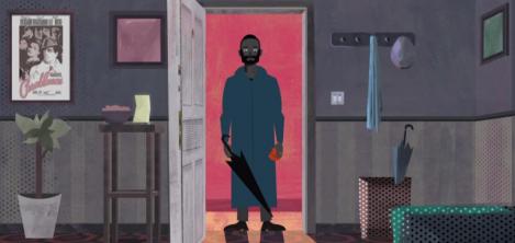 hombre entrando a una sala 